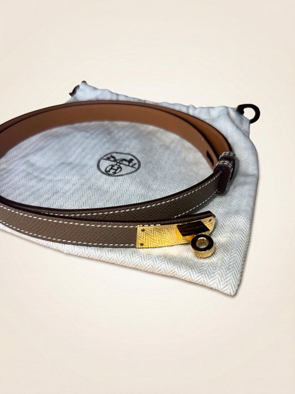 Hermès Gold Epsom Rose Kelly 18 Belt